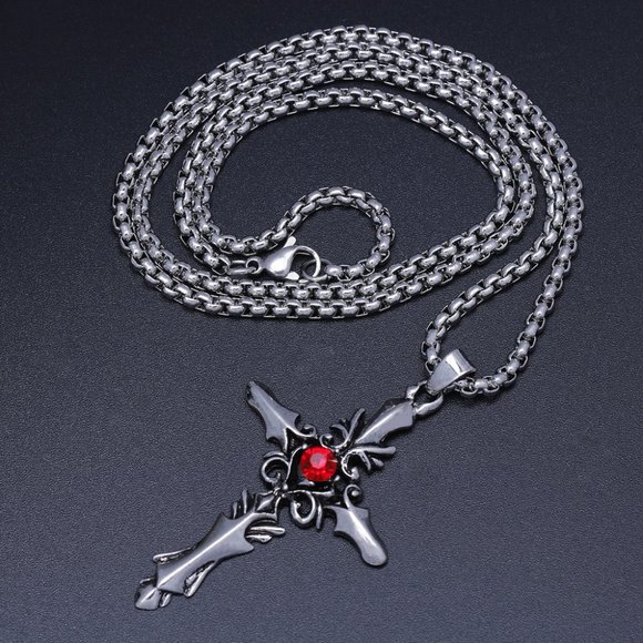 Sweater Hip-hop Red Crystal Necklace for Men, BL55590046 - Picture 2 of 4